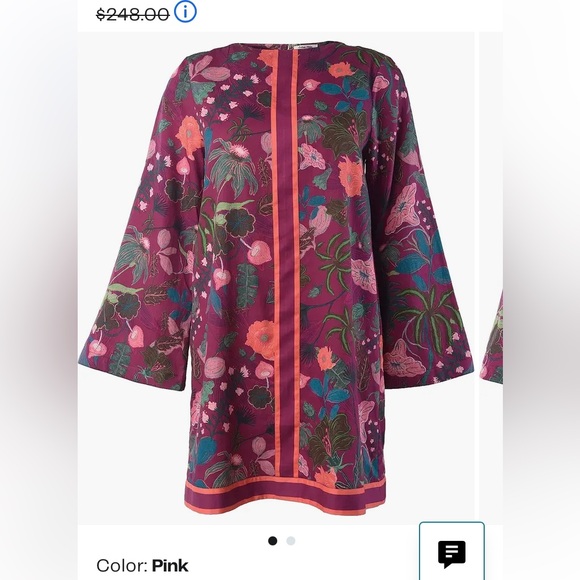 CELINA MOON Dresses & Skirts - CELINA MOON Purple Floral Long-Sleeve Shift Dress with Pink & Green Accents